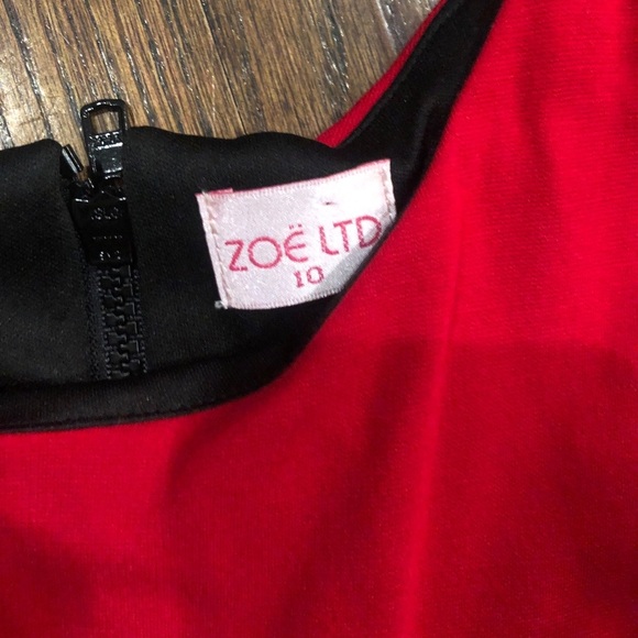 zoe ltd Bold Red, Black & Gray Studded Colorblock Dress high end size 10❤️🖤 - Picture 5 of 5